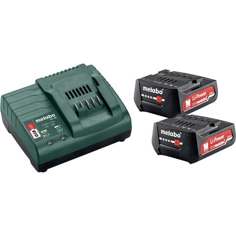 12V Energiepaket 2er-Pack 12 Volt Akkus + Ladegerät - 2 x 2,0 Ah Li-Power, SC 30 Metabo
