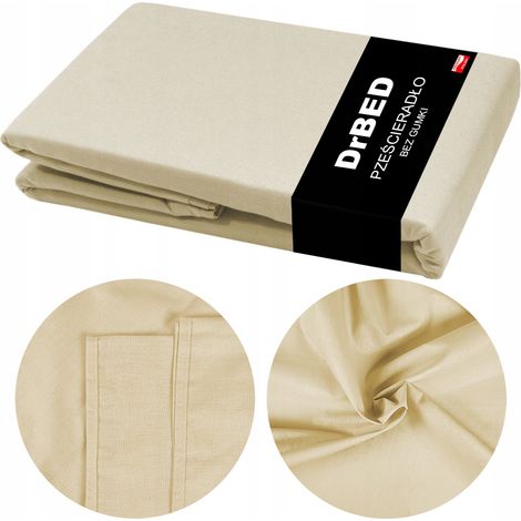Lenzuolo con angoli in cotone naturale morbido 160 x 210 Beige POLACCO