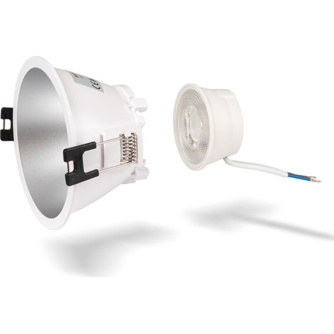 KIT Aro downlight rond Ø93mm + Module LED MR16 5W - Blanc Chaud - Argent