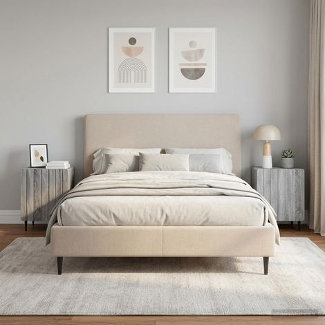 Lot de 2 tables de chevet avec porte, bois d’ingénierie, Sonoma gris, 43 x 34,5 x 52 cm - PANGIVO (1/5)