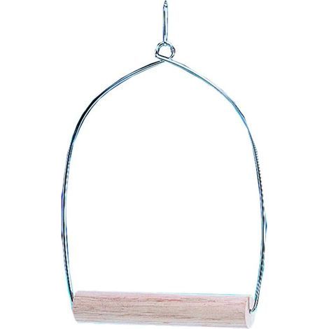 Wooden Swing 10x22cm Metal Hook Perch for Bird Cage Size M (1/2)