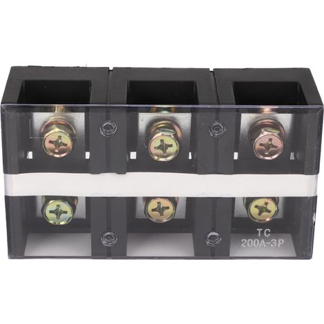 Bornier double rangée haute intensité 200A 600V 3 positions (2003) avec couvercle PC pour distribution électrique et éclairage (1/5)