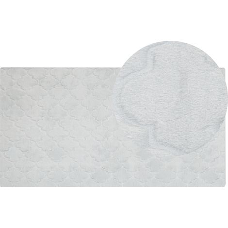 Alfombra gris claro 80 x 150 cm poliéster piel sintética conejo reja pelo largo Gharo