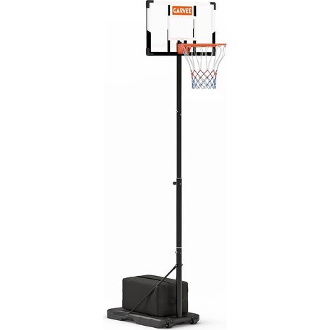 Panier de Basket Réglable en Hauteur avec Pied et Roulettes, Plaque PC Transparente, Structure Acier, 30" x 20", Base Remplissable