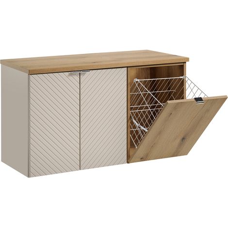 Mueble bajo lavabo 100cm 2 puertas cesto de ropa Manoa Cachemira y Madera