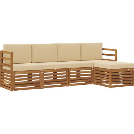 Outdoor Sofa Set with Cushion 5 pcs Natural and Beige vidaXL (1/5)