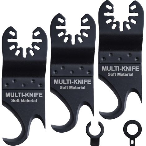 3 Pcs lames de scie Multi outil lame de couteau oscillant Multi outil lames de scie oscillant multioutil lames oscillantes de crochet pour couper toiture bardeaux d’asphalte tapis PVC carton (1/5)
