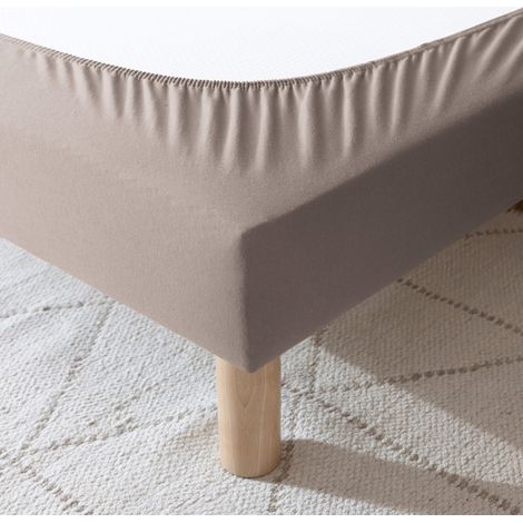 Cache-sommier coton jersey taupe 160x190 à 180x200