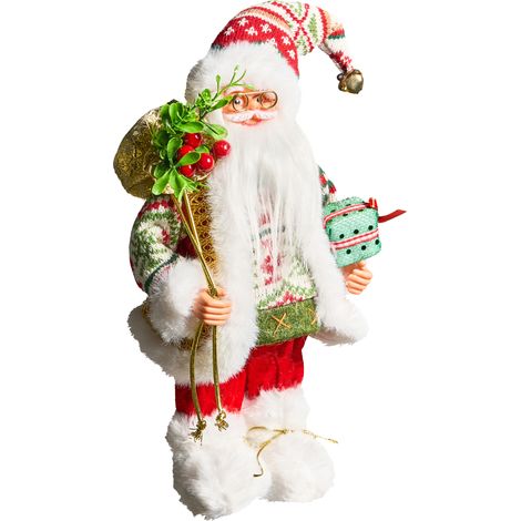 Decoración de Navidad Papá Noel figura de pie adorno navideño rojoj/verde Mosvatn (1/5)
