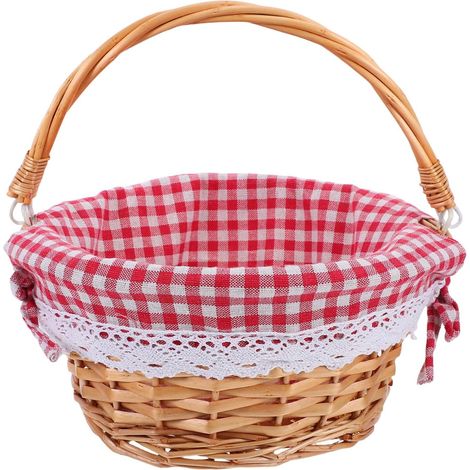 Panier de Pique - Niques en Rotin Tressé avec Poignée Petit Panier Naturel (1/3)