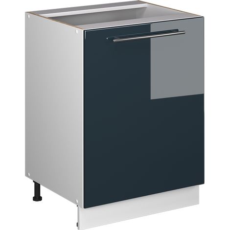 Mobiletto base cucina Fame-Line, Blu scuro lucido/Bianco, 60 cm 1 anta senza piano di lavoro, Vicco (1/5)