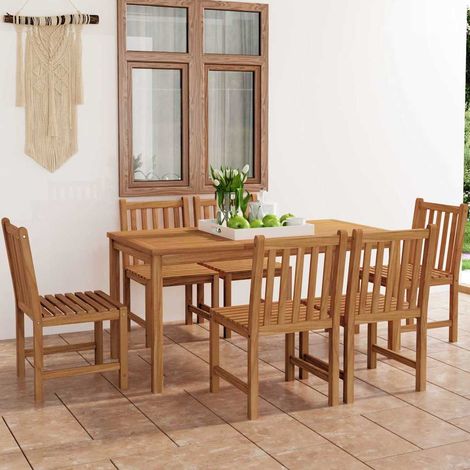 Ensemble Table + 6 chaises de jardin - Table à manger avec Chaises Bois de teck solide BV595169 - BonneVie (1/5)