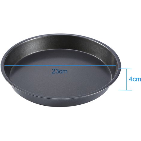 Plaque à pizza ronde antiadhésive en acier au carbone de 23 cm (9 pouces), compatible micro-ondes et four. (1/5)