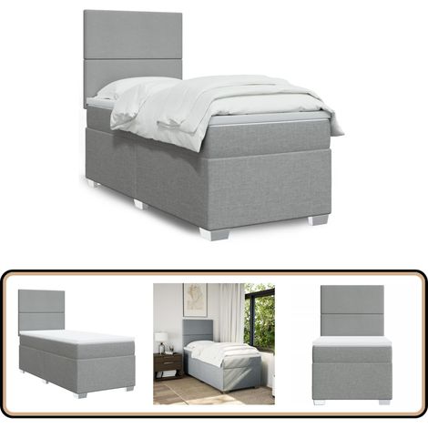 Boxspringbett mit Matratze Hellgrau 100x200 cm Stoff - Boxspringbett - Doppelbett - Bettenrahmen - Schlafsystem - Polsterbett