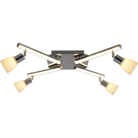 Plafonnier LED Design avec Spots Orientables en Métal Chromé et Verre Longueur 68 cm - PANGIVO (1/5)