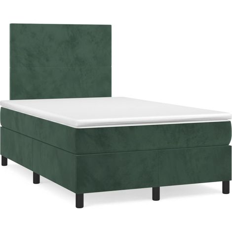 vidaXL Letto a Molle con Materasso e LED Verde Scuro 120x190cm Velluto (1/5)