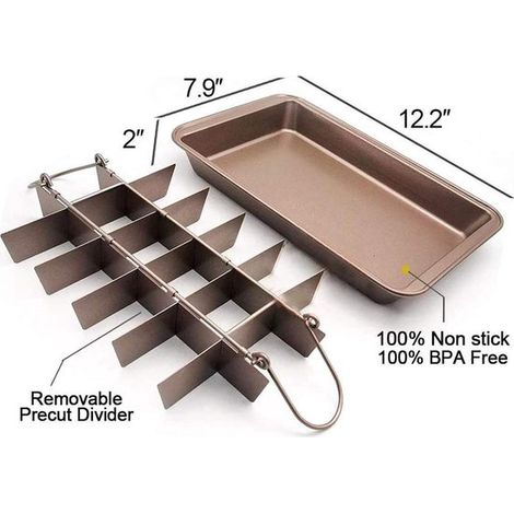 1er-Pack Brownieform mit Trennwänden Antihaft-Backform geeignet für Brownies Lasagne und andere Backformen 18 vorgeschnittene Brownie-Formen mit 30 (1/4)