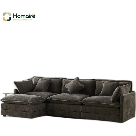 Canapé en velours gris 283 x 147 x 84 cm HOMAIRE (1/5)