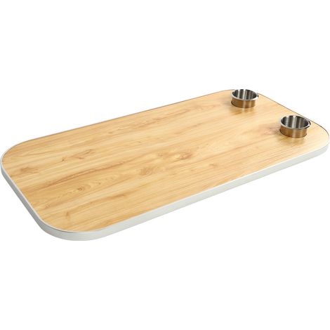 Tablette de bateau en bois massif avec 2 porte-gobelets, panneau amovible pour caravane, camping-car, marine, yacht, rectangulaire, jaune (1/5)