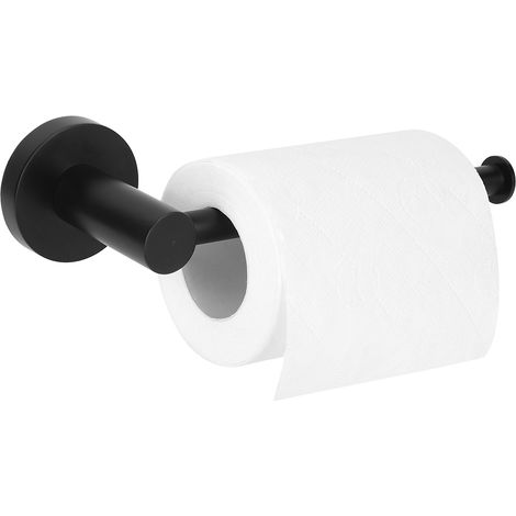 Porte-papier toilette mural noir avec étagère de rangement pour salle de bain (1/5)