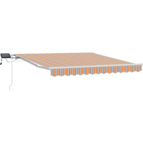 Store banne rétractable multicolore, 300 x 250 cm, structure en tissu et acier. (1/5)