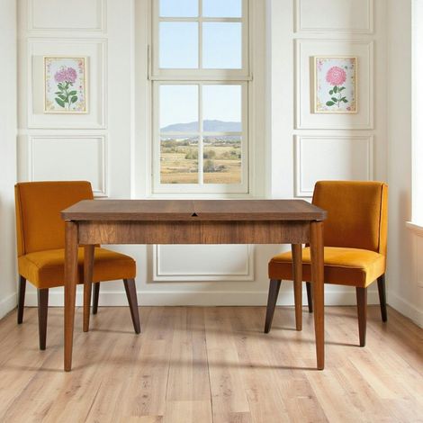 Table extensible effet noyer avec rangement 130-165 cm ORINA (1/5)