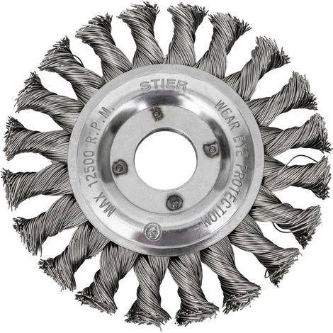 STIER Rundbürste 115 mm für Winkelschleifer, Bohrung 22,2 mm, gezopft, Edelstahl, Drahtbürste, Winkelschleifer Bürste, Schleifbürste, Topfbürste Winkelschleifer (1/5)