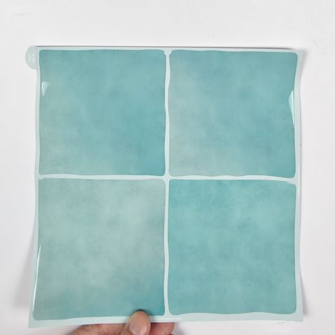 Sollbry Plus épais Adhesive pour Cuisine Salle de Bain bleu Vinyle Carreaux Carrelage Adhesif Mural Autocollant Métro 3D, ImperméAble(10 Pièces,23x23cm) (1/5)