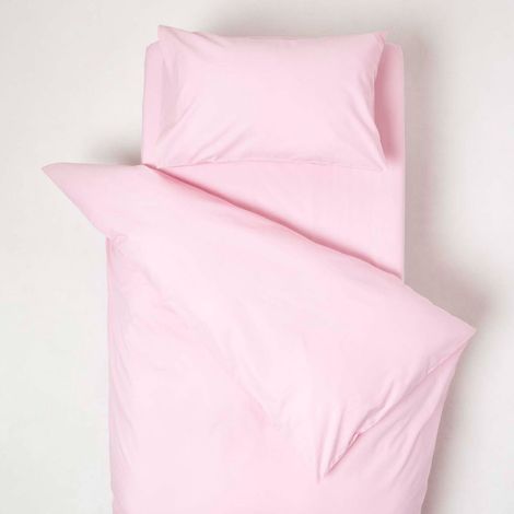 HOMESCAPES Pink Cotton Cot Bed Duvet Cover Set 200 Thread Count - Pink