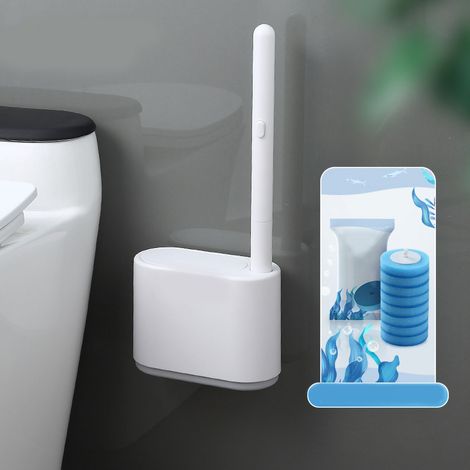 Ensemble de brosses de toilette jetables, brosse à long manche, outil de nettoyage de salle de bain pour usage domestique, gris (1/5)