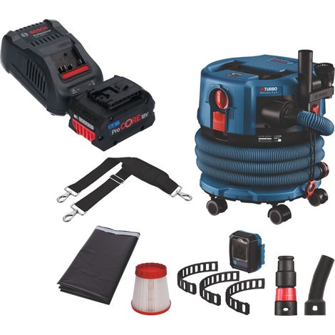 Bosch GAS 18V-12 MC Aspiratore professionale a batteria BITURBO Brushless + 1x batteria ProCore 5,5 Ah + caricatore rapido + accessori