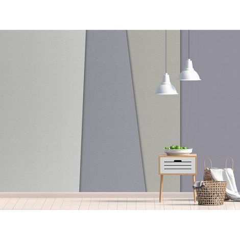 Papier peint panoramique gris géométrique Tapisserie panoramique grise moderne pour cuisine Papier peint panoramique pour cage d'escalier (1/3)