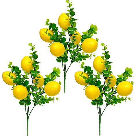 Branches de citrons artificielles, 3 pièces, décoration de jardin de mariage, maison, petite branche de fruits de Type B (1/5)