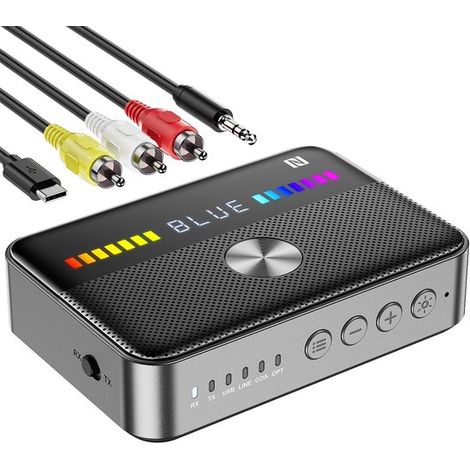 Ynkkvre - Émetteur-récepteur audio Bluetooth 6.0 – Émetteur-récepteur intelligent – AUX/RCA/Optique/Coaxial – LED RVB – Compatible TV, chaîne stéréo, casque et haut-parleur (1/5)