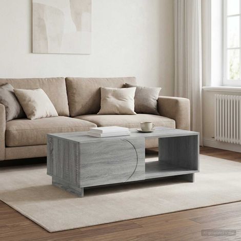 vidaXL Coffee Table Grey Sonoma 95 x 50.5 x 35 cm Engineered Wood (1/5)