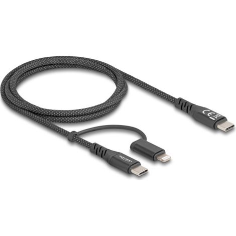Delock Câble USB-C USB 2.0 USB-C® mâle, USB-C® mâle, Connecteur Lightning 1.00 m noir 81170 (1/4)