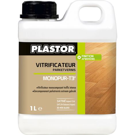 Plastor – Vitrificateur monocomposant pour parquet – 5L – Mono satin effet ciré – Durcissement rapide – Compatible sols chauffants