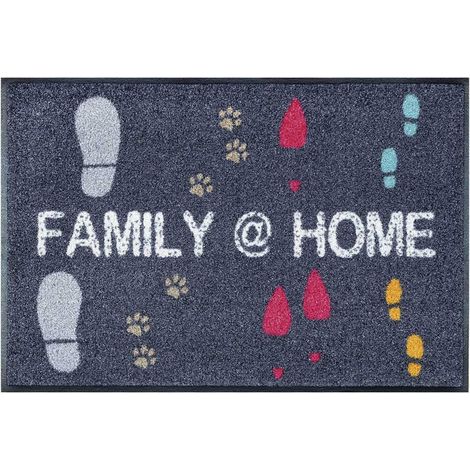 Paillasson FAMIHOME 50x75 gris souris tissé motif texte