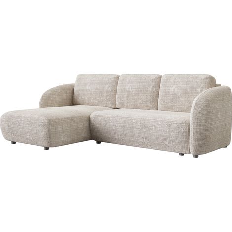 ALANYA - Canapé d'angle convertible avec coffre en tissu beige - Angle gauche