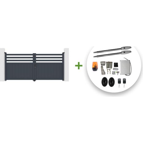 Portail battant électrique NEVIS 300x140cm gris + Motorisation TANKER B250 (1/5)