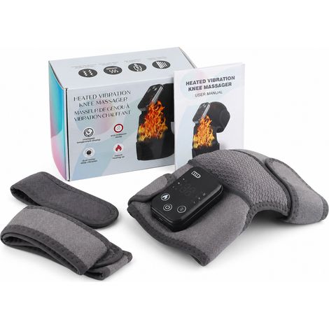 Masseur de Genou Chauffant et Vibrant Gris, Commande par Boutons