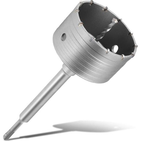Sega a tazza per calcestruzzo da 105 mm (4-1/8") con asta di collegamento SDS Plus da 220 mm, set di punte da trapano in acciaio al tungsteno per calcestruzzo, cemento, pietra, mattoni, muri in adobe 