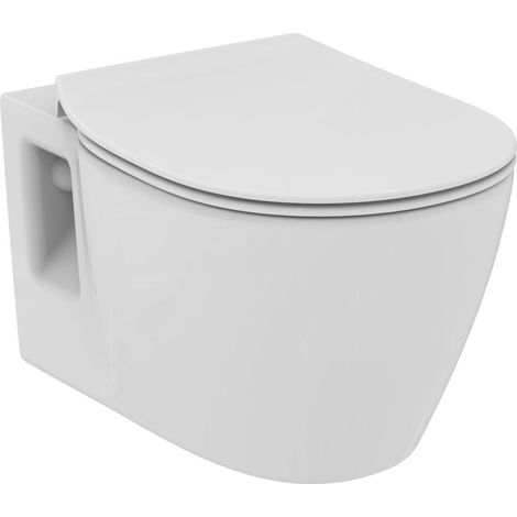 Ideal Standard – Cuvette WC suspendue Connect – Porcelaine blanche – Bride fermée avec chasse directe – Dimensions 54,5 x 36,5 cm - E711601