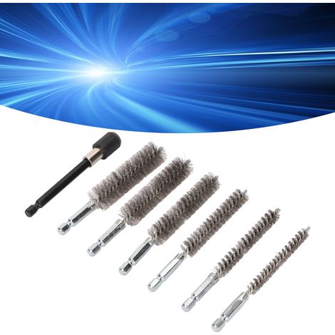 Ensemble de brosses à poils longs en acier inoxydable, kit d'outils de nettoyage, brosse métallique multifonctionnelle pour le débouchage et le nettoyage des canalisations (1/5)
