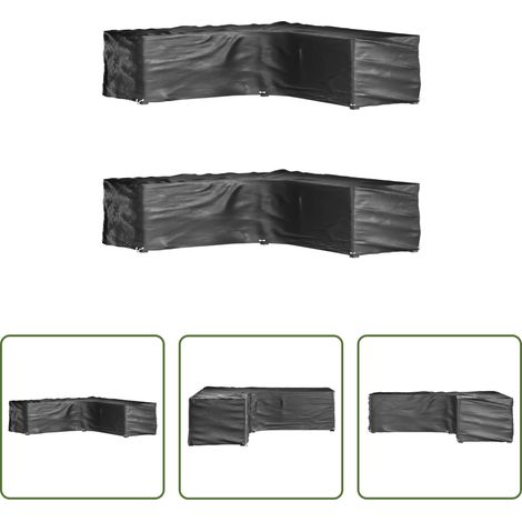 Rattanmöbel schützen - Gartenmöbel-Abdeckungen in L-Form 2 Stk. 16 Ösen 285x285x70 cm (1/5)