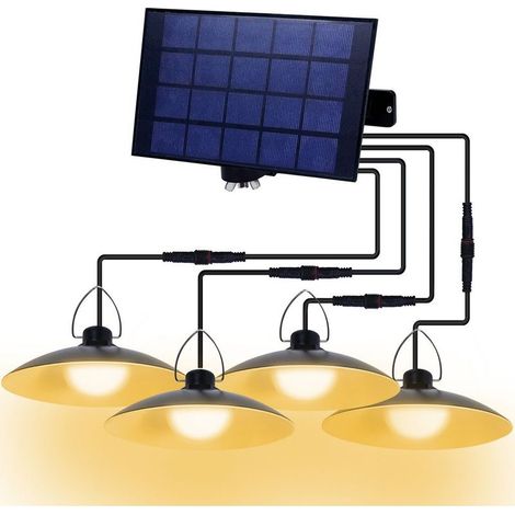 EASYCOMFORT Lampe Solaire Extérieur Suspendue 4 Têtes 1040lm IP65 Étanche avec Détecteur Crépusculaire Câble 3m Lumière Blanche Chaude 3000K pour Jardin Terrasse (1/5)