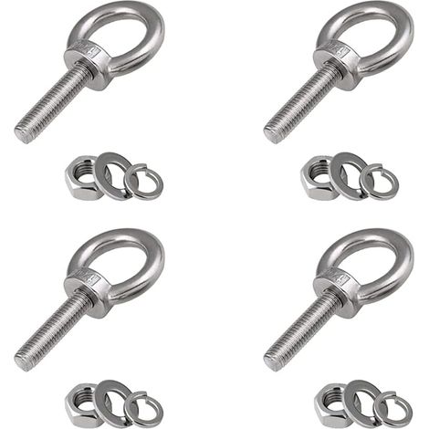Augenschraube M8, 4 Stück, Augenschraube an Schraubring, Edelstahl-Schraubring, Augenbolzen-Befestigungsring, Außengewinde, Edelstahl-Ösenschraube zum Heben von Leben und verschiedenen Geräten (1/5)