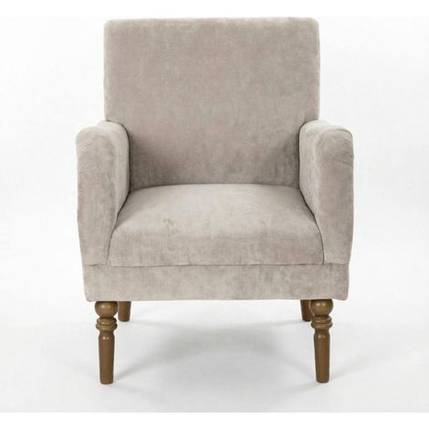 Fauteuil de relaxation 70x75x88 cm en tissu lin gris, haut dossier, pour bureau, stable – MEUBLIV (1/5)
