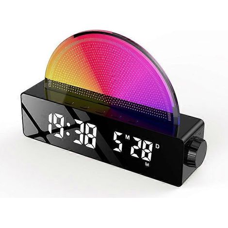 Réveil simulateur d'aube, double alarme avec fonction snooze, lampe de chevet avec coucher de soleil, minuterie de lever du jour, 2 réveils et veilleuse (1/5)