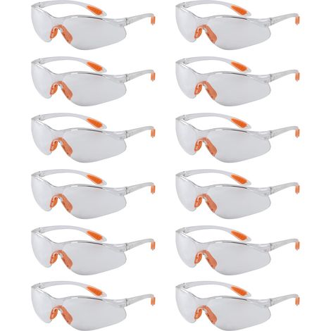 12 pièces LunettesdeprotectionLunettesdesécurité, lunettes de protection transparentes Lunettes de laboratoire avec bouchon en caoutchouc, lunettes de protection de travail avec lentilles anti-rayures (1/5)